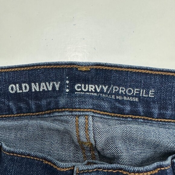 Old Navy Curvy Mid Rise Bootcut Women's size 4P Dark Wash Blue Denim Jeans - Picture 4 of 6